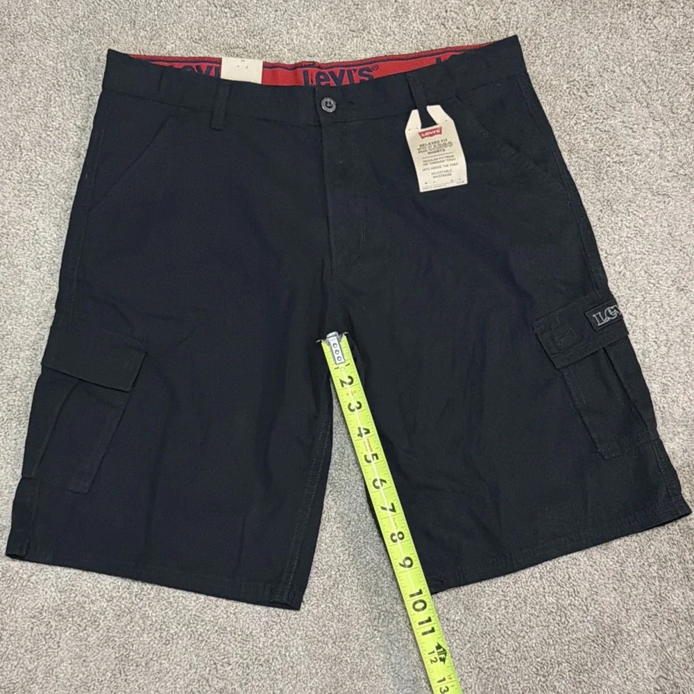 Levi's Relaxed Fit XX Black Cargo Shorts Men's 34x10 Adjustable Waist 18H